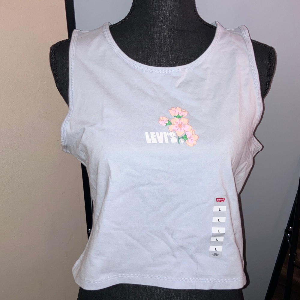 Levi's Sky Blue Floral crop- Tank Top (Brand New)